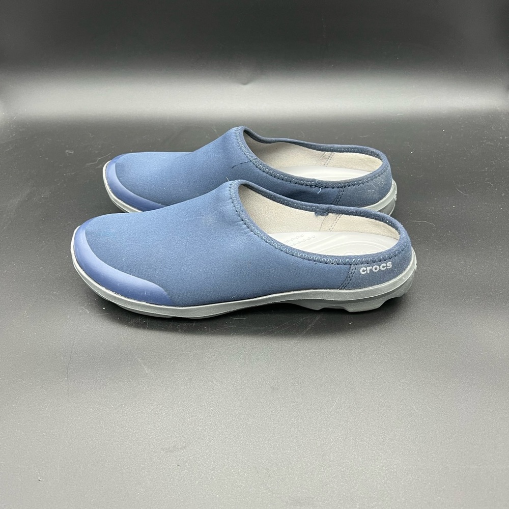 Crocs, cloth, slip on, size 7